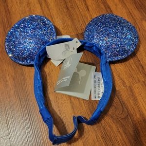 Disney Parks Adaptable Fit Headband Blue Sparkle Minnie Ears